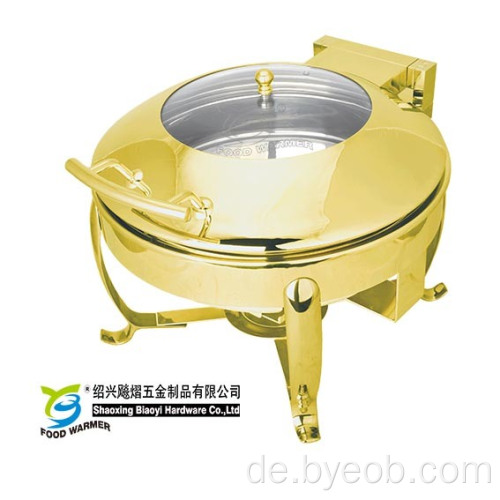 Kleiner runder goldener Chafing Dish Buffetrahmen